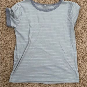 cyan striped T-shirt